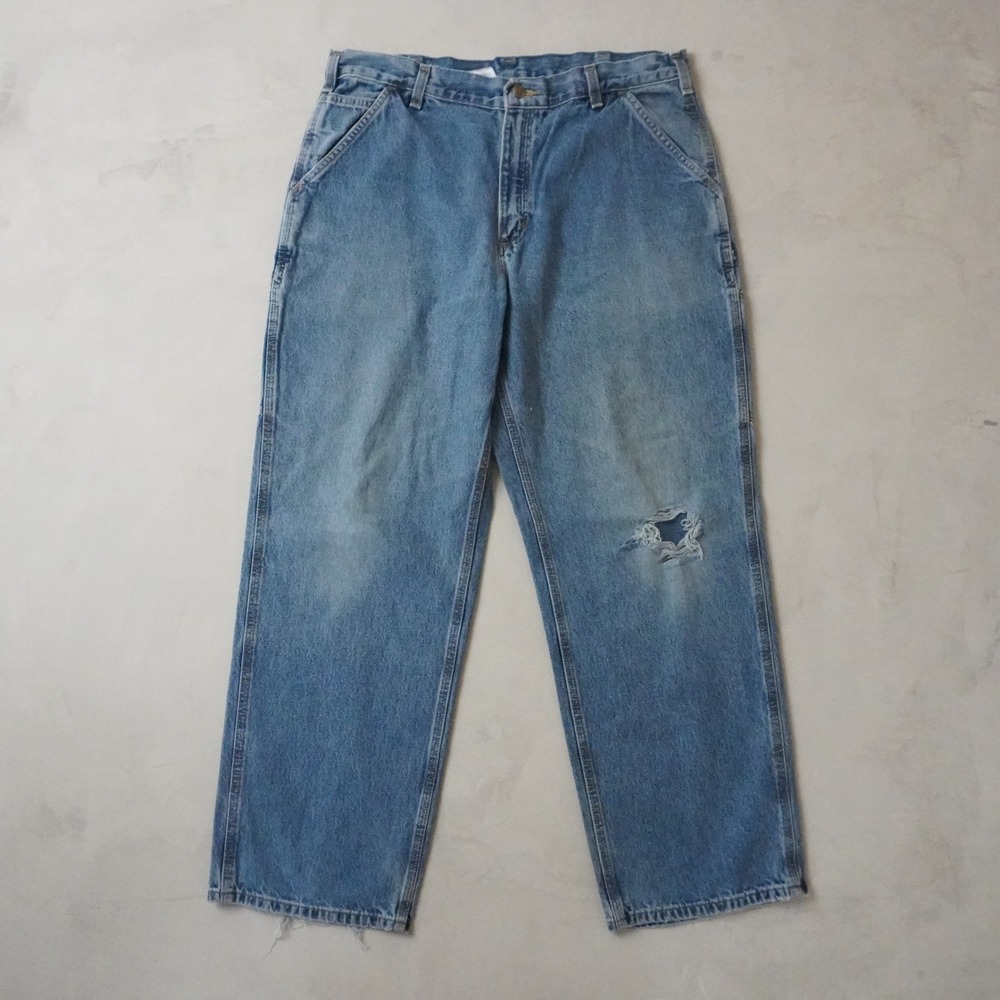 Vintage Carhartt Loose Fit Carpenter Jeans 36x30 Mens Blue Denim Workwear Pants